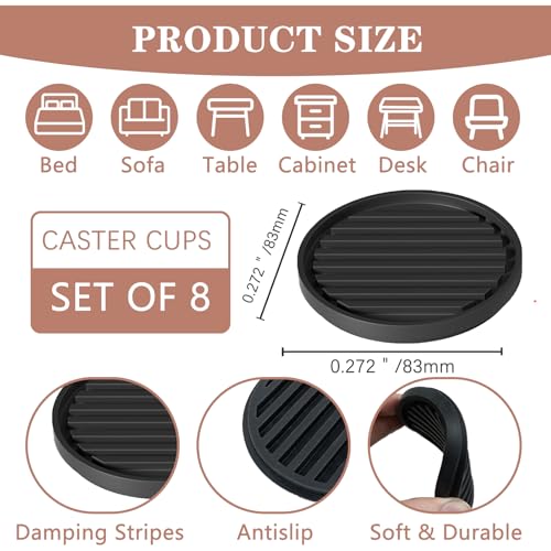 Bed Risers Heavy Duty, Set of 8, Stackable Round Furniture Risers, Black - size: 8pcs 3" Round