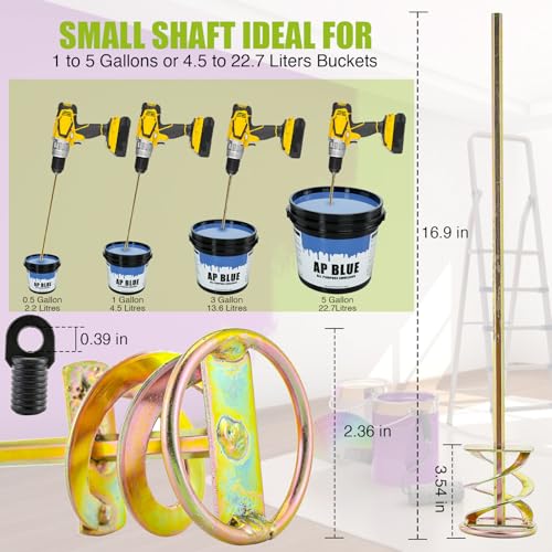 Paint Mixer for Drill - Drill Paint Mixer Works with Any Drill Bit - Rust-Proof Paint Stirrer for Drill - Paint Stirring Drill Attachment for 1-5 Gallon Bucket - Drill Mixer for Paint, Resin & Epoxy