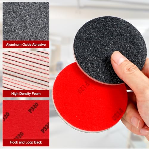 48 Pcs 3 inch Sanding Sponge Disc Set, 2500 Grit Hook and Loop Foam Sanding Pads, Washable Reusable Sandpaper Assortment for Wood, Metal, Auto, Wet Dry Finishing - color: 2500 Grit, size: 3 Inch