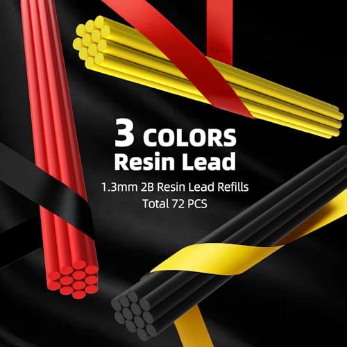 WUO 1.3mm Mechanical Pencil Set, 3 Pack Metal Mechanical Carpenter Pencils - color: Orange