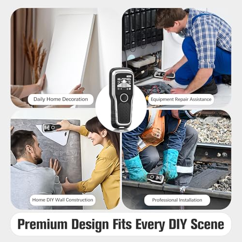 Stud Finder Wall Scanner - 6-in-1 Upgraded Multifunction Auto Detection with LCD Display & Audio Alarm for Wood, Metal & AC Wires, Ideal for Home DIY & Professional Contractors (Light Silver)