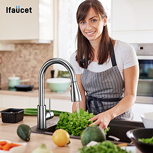 Kitchen Faucet Head Replacement 3 Modes with 12 Adapters, Pull Down Spray Head for Kitchen Faucet, Kitchen Sink Faucet Head G 1/2, Sprayer Head Replacement, Chrome - color: Chrome with 17 Adapters