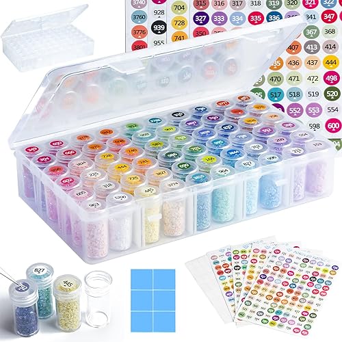 forever young 1-Pack Diamond Art Storage Container, 60-Grid Bead Organizer - size: 1 Pack (60 Jars)