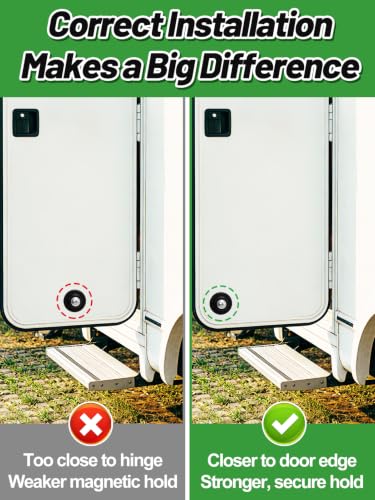 Acostop RV Magnetic Door Catch with Adhesives Screws, 1 Pack