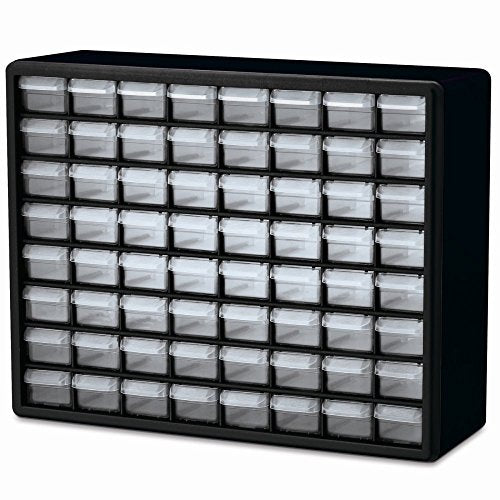 Akro-Mils 64-Drawer Plastic Storage Cabinet, 20"W x 6"D x 16"H, Black - size: 64 Drawer