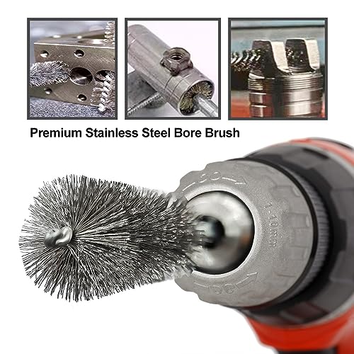 5Pcs 1/2" Stainless Steel Wire Bore Brush for Power Drill Cleaning - size: 13mm | 1/2"