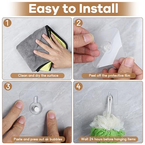 22 Pcs Drill Free Adhesive Wall Hooks, 40 lb Capacity Picture Hanging Hooks, Heavy Duty Picture Hangers Without Nails Strong Hold for Bathroom, Kitchen & Entryway - size: 2.6 inch