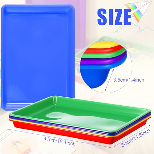 Maitys 15 Pack Plastic Art Trays 12 x 16 Inch Sensory Trays, Classic Color - color: Classic Color