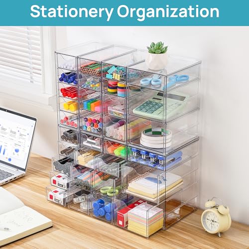 Vtopmart Acrylic Desk Organizer with 32 Drawers for Office, Makeup, Crafts - style: E