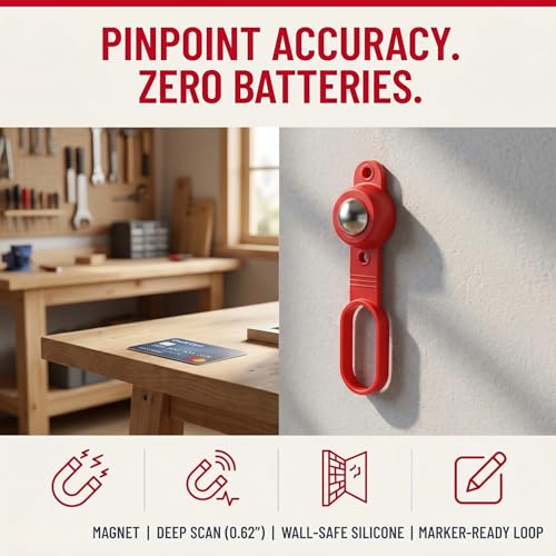 52300 Magnetic Stud Finder, 27 LBS Pull Power Battery-Free Wall Stud Scanner, Detects Wood & Metal Studs Through 5/8" Drywall, 3/4" Plywood, Ceramic Tile