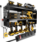 Spampur Power Tool Organizer Wall Mount with Charging Station - color: Black, size: 6 Slots