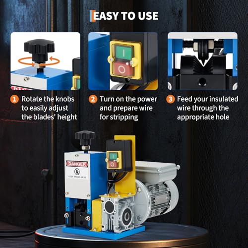180W Electric Wire Stripper Machine 0.06‑1'', Alloy Steel Blade
