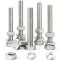 6 Sets 5/16-18 x 3" Stainless Steel Hex Head Screws Bolts, Flat, Nuts & Lock Washers,Hex Bolts 18-8(304) Full Thread - color: Silver, size: 5/16-18 x 3"（6 Sets）