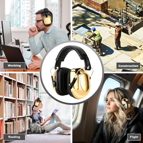 ProCase Hearing Protection Ear Muffs SNR 33dB, Noise Cancelling Headphones - color: 1 - Metallic Gold