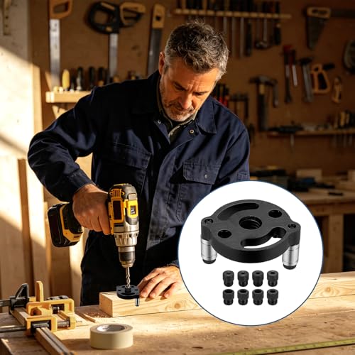 HARFINGTON Self Centering Doweling Jig Kit Straight Holes Puncher Dowel Jig Locator with Drill Bushings(3/4/5/6/7/8/9/10mm) Woodworking Joints Tool for Precise Straight Holes, Black - color: Black