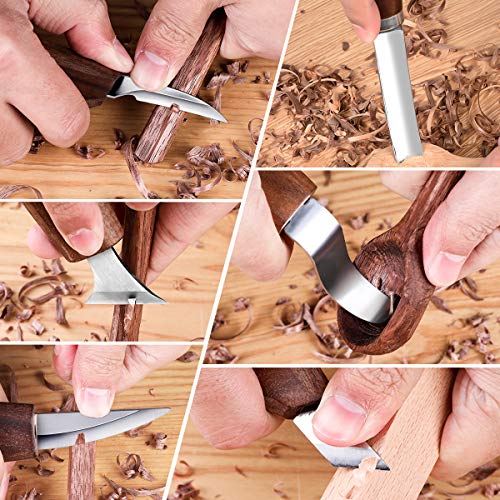 Wood Carving Kit with 6pcs Whittling Knives,Trimming Knife for Woodwork,Chip Carving Knife Kit, Whittling Kit DIY Hobbies for Beginners Adults Kids Hobby - size: 6PCS Flat Handle