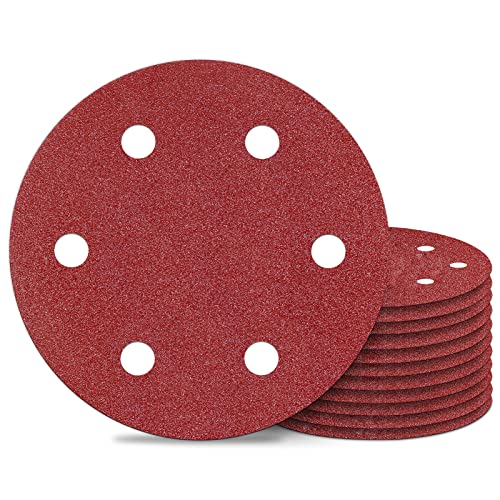 Awutzut 9 Inch 6 Hole Sanding Discs 60 Grit Hook and Loop for Drywall Sander 12PCS - style: 60 Grit