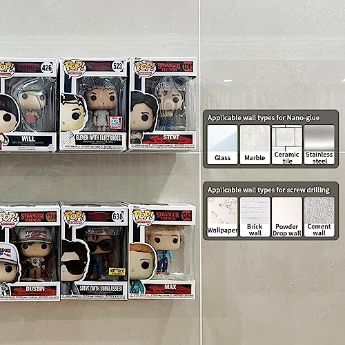YODAR 10 Pack Acrylic Floating Shelves for Funko Pop in-The-Box Figures, Display Case for Boxed Characters, Wall Mounted Shelf with Mounting Kit, Perfect for Decoration & Storage