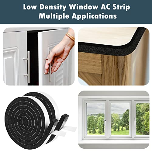 YIJUHOU Weather Stripping Door Seal Window Air Conditoner Insulation Foam Seal Tape Black Open Cell Door Seal Strip (1IN*1/2IN*13FT) - size: 1IN*1/2IN*13FT