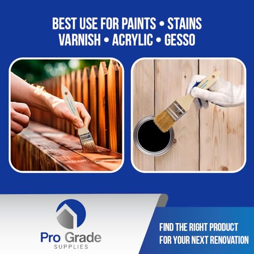 Pro Grade - Chip Paint Brushes - 96 Ea 1.5 Inch Chip Paint Brush | Natural bristle, wood handle | Bulk Pack | For Furniture & Varnish | Cabinets, Fences, Decks