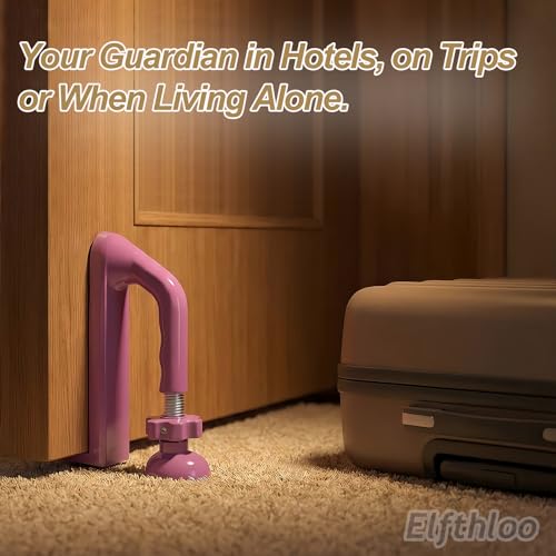 Portable Door Lock Travel Security, Pink Anti-Theft Stopper
