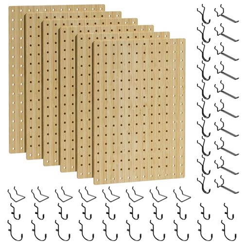 VOIMO Bamboo Pegboard Organizer Set, 6 Panels (16"x12") - size: 16'' X 12'' (6 Panels)