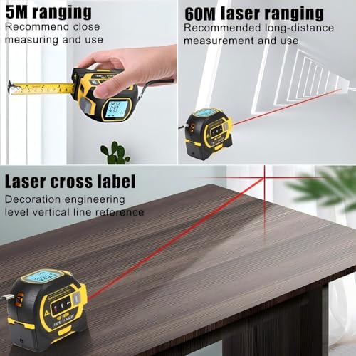 The 3-in-1 almighty laser measuring tools ruler,16Ft Ruler 197Ft Laser - color: Blue, size: Laser 197 ft