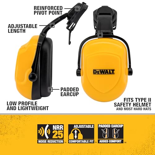 DEWALT DPG660 Yellow with Black Earcups Dielectric Expandable NRR 25 Cap Mount Earmuff