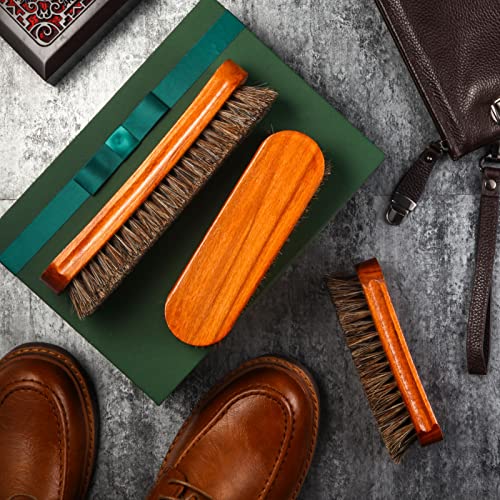 4 Pcs Horsehair Shine Shoes Brush Kit Polish Dauber Applicators Cleaning Leather Shoes Boots Care Brushes Suede Cleaner Brush with Microfiber Shoe Gloves(3 Pcs Shine Brush) - style: 3 Pcs Shine Brush