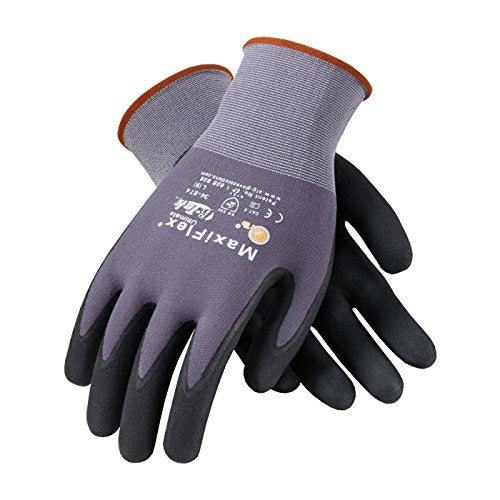MaxiFlex 34-874 Ultimate - Nylon Micro-Foam Nitrile Grip Gloves - Black Gray - Sizes - 12 Pairs (Dozen) - size: X-Large (Pack of 12), style: 12 Pair