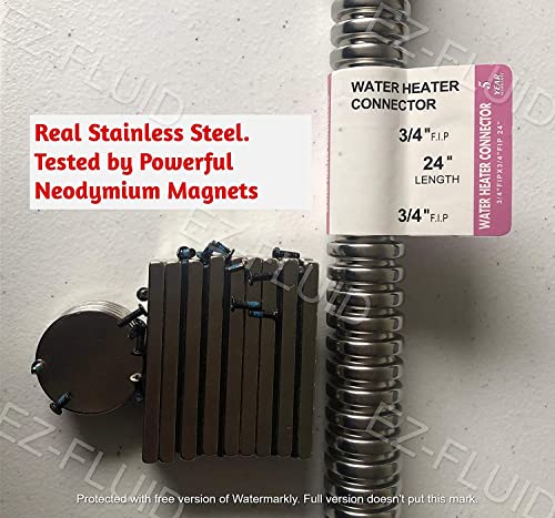 EZ-Fluid 12" x 3/4-Inch FIP x 3/4-Inch FIP, Corrugated Flexible Stainless Steel Water Heater Connector Supply Line for Female Iron Water Hose Pipes Fitting,12-Inch (1-Pc) - size: 3/4-Inch FIP x 3/4-Inch FIP, 12-Inch