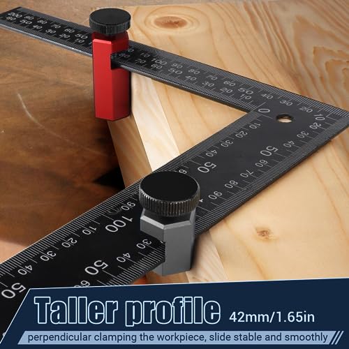 Red Cocowin Tall Stair Gauges for Framing Square with Holder and Carabiner Stair guages Knobs Tool for Circular Saw Metal Stair Stringer Layout Tool for Carpentry Squares Stair and Rafter Gauge Clamps - style: 1 Pack Red