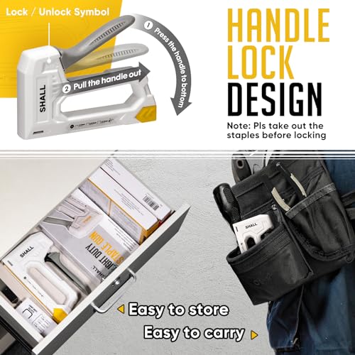 SHALL Light Duty Staple Gun for Wood - White Upholstery Staple Gun with 1600pcs JT21 Staples 1/4, 5/16, 3/8 inch and Staple Remover - Fabric Stapler Gun for Crafts, DIY, Decoration - color: White