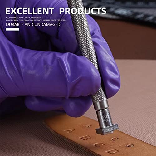 84 PCS Leather Craft Stamping Tools Set, Include 26 6.5mm Alphabet & 10 Number & 32 Patterns Stamp & 12 Tangcao Patterns Stamp & 3 Stamping Handle & 1 Leather Hammer, Leather Craft Stamps - color: 84 Pcs