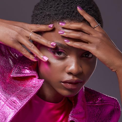 Kiss colorFX by Impress Press On Nails, Levels, 30 No Glue Peel and Stick Nails Kit with IMPROVED Adhesive, Pink Squoval Chrome Effect, Includes Prep Pad, Manicure Stick & Mini File