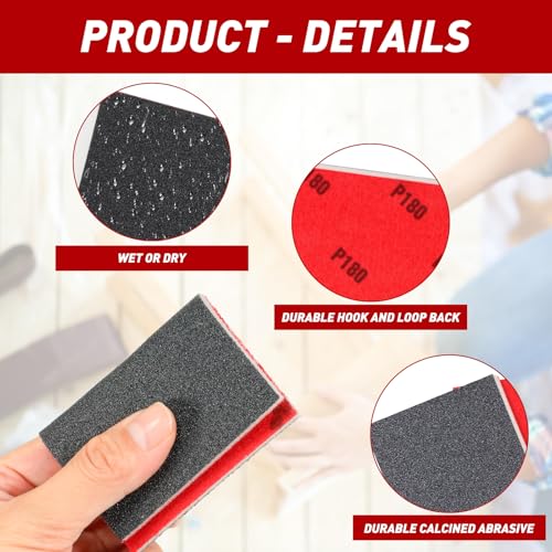 36 PCS Sanding Sponge Block 80-400 Grit Wet Dry Sandpaper for Wood Metal - color: 80-400g, size: 36 Pcs