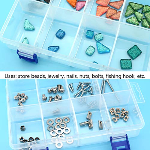 Plastic Compartment Storage Box With Adjustable Divider Removable Grid Compartment for Jewelry Small Accessories Hardware Fitting (8 Grids-Large x 1 Pack)