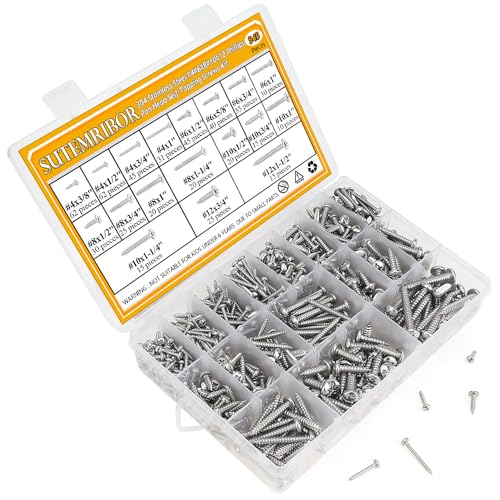 545 Pieces #4#6#8#10#12 Wood Screws Set, Phillips Pan Head #4#6#8#10#12 Self-Tapping Screws Assortment Kit, 304 Stainless Steel - size: Wood Screws Kit (#4#6#8#10#12), style: Phillips Pan Head
