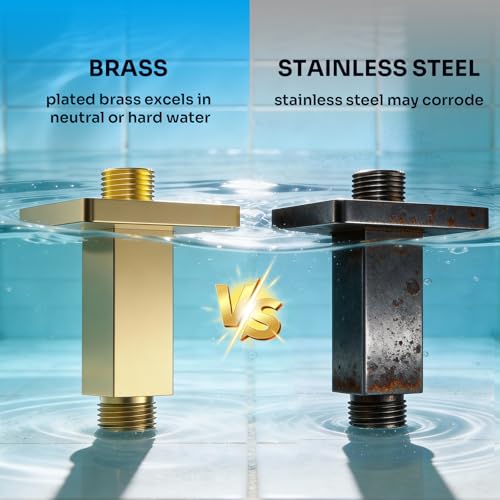 Enga Brass Square Shower Arm with Flange, 3 Inches Ceiling Mount Replacement Rain Shower Head Straight Arm, Brushed Gold - color: Brushed Gold, style: 3 Inch