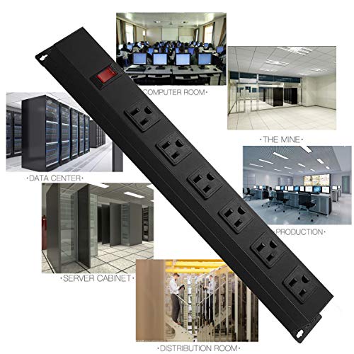 HHOSET 6 Outlet Heavy Duty Power Strip, 14AWG Extension Cord Black, 10FT, 1 - size: 10ft