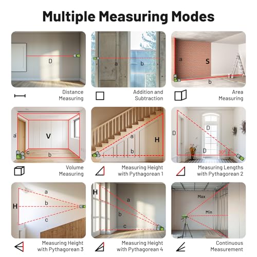 Laser Distance Measure 395 Feet with 60 Inch Tripod, Huepar Laser Distance Meter with Bluetooth & APP, Angle Sensor, 1/16in Accuracy Rechargeable Laser Measuring Tool, M/in/Ft Unit, Pythagorean Mode - size: 395Ft-Tripod