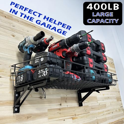 ULIBERMAGNET Large Folding Garage Shelf,Heavy Duty Wire Basket Storage Shelving,400LB Wall Mounted Storage DIY Folding Utility Racks for Garage, Office, Basement, Closet, Kitchen, Laundry - size: 400LB Folding Storage Baskets
