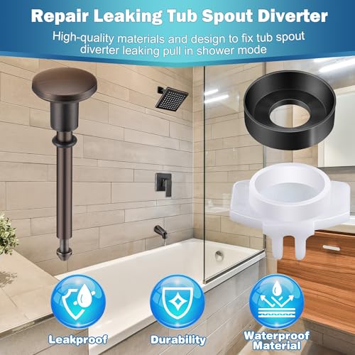 Enhon 2 Set Tub Spout Diverter Repair Kit (Oil Rubbed Bronze, Classic) | Includes 2 x Diverter Valve Stems, 2 x Cup Seals and 2 x Gates, Bathroom Shower Bathtub Leaky Faucet Repair Replacement Parts - color: Oil Rubbed Bronze