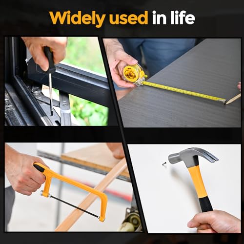 Brushless Motor Tool Kit Set: Yellow 21V Cordless Drill, Power Drill Tool Box,3/8" Keyless Chuck, 2 Variable Speeds, with Battery and Charger Included