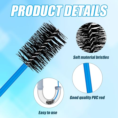 4pcs Condensate Trap Flexible Drain Brush, 16 Inch Nylon Condensate Pipe Drain Cleaning Brush Flexible Drain Tube Brush with Soft Brush Head for Dirt Clean Condensate Traps Clean