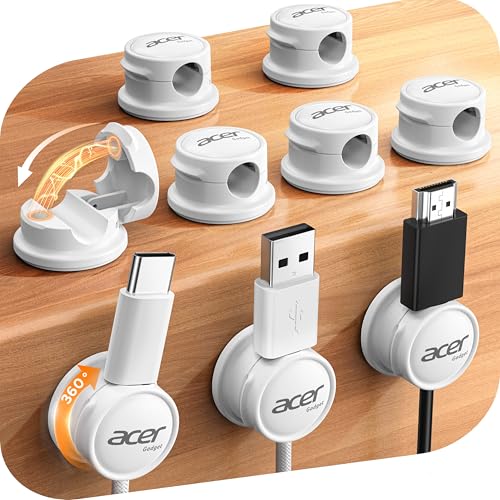 acer 9 Pack Magnetic Rotatable Cable Clips, Cord Holder for Desk Nightstand