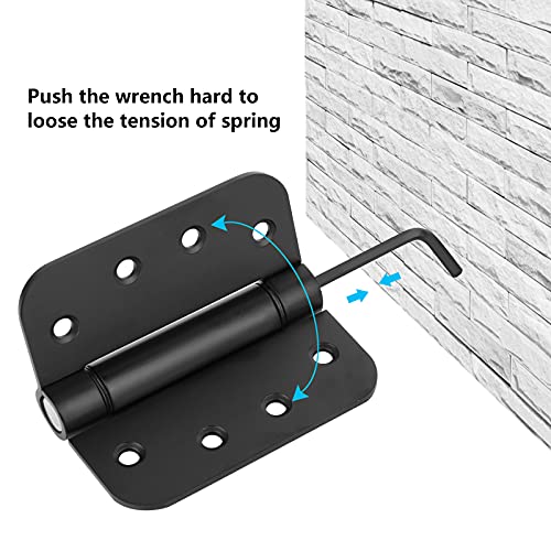 Adjustable Spring Door Hinges,4"X4",Matte Black,3Pack