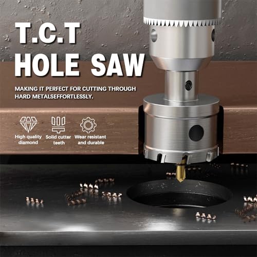 19 PCS (1/2" to 2-1/8") Carbide Hole Saw Kit for Metal - Heavy Duty TCT Hole Cutter Drill Bits Set with Titanium Pilot & L-Wrench, for Stainless Steel/Iron/Aluminum | Metal| - size: 19PCS（1/2" to 2-1/8")