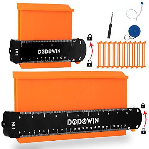 DODOWIN 10+5 Inch Contour Gauge with Lock, Gifts for Men, Dad and Husband - color: Orange-10+5 In.