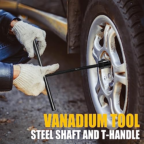 T - Handle Metric Socket Wrench Set 6- Point (15mm,16mm,17mm, 18mm,19mm) Cr-V Steel Lug Wrench Hex Socket for Motorcycle Car Bicycle Repair (5 Pack) - size: 5Pack